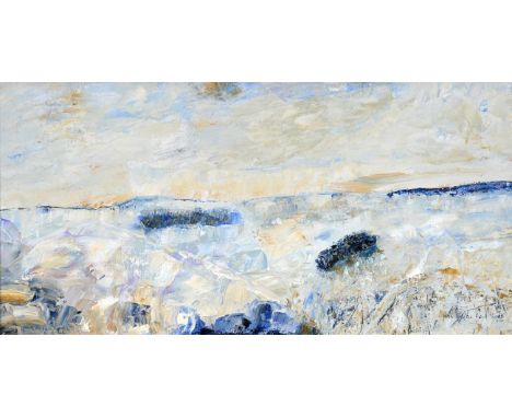 Marie Walker Last (1917-2017) ''Winter snow, Ilkley Moor'' Signed and dated 2002, oil on canvas, 28cm by 58cm Provenance: Fro