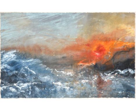 David Baumforth (b.1924) ''Rough seas, Thornwick Bay'' Initialled and dated 2003, mixed media, 51cm by 80cm Exhibited: Walker