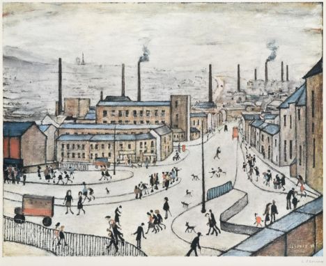 After Laurence Stephen Lowry RBA, RA (1887-1976) ''Huddersfield'' Signed, with the blindstamp for the Fine Art Trade Guild, f