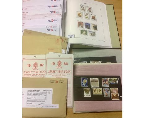 Jersey collection of mint stamps in Stanley Gibbons printed album plus envelopes of new issues as received from Jersey Philat