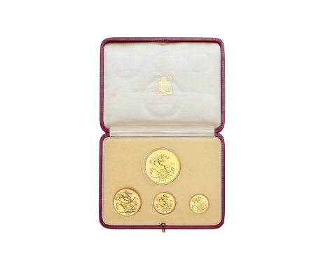 George VI, 'Coronation' Gold Proof Set 1937, 4 coins comprising: £5, double sovereign, sovereign and half sovereign, each obv