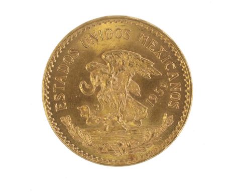 Mexico, 20 Pesos 1959 (.900 gold, 27.5mm, 16.66g), obv. republic eagle, rev. Aztec calendar, with value in lettering, (KM#478
