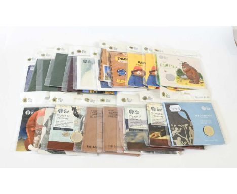 21x Sealed Brilliant Uncirculated Royal Mint Coin Envelopes, comprising; (15x) 50p coins, to include Paddington, Snowman, Bre
