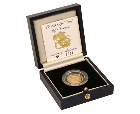 Elizabeth II, Proof Half Sovereign 1991, obv. Maklouf portrait of The Queen, rev. Pistrucci; encapsulated and boxed with cert