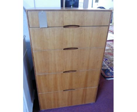 A vintage 1960's Heal's chest of five drawers with button label. h110 w70 d50 