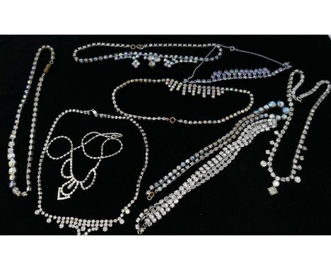 A collection of nine vintage diamante necklaces 