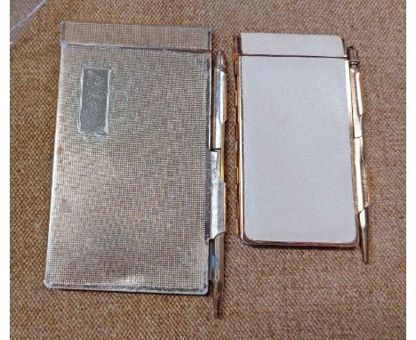 Two vintage gilt metal pen and notebook combinations