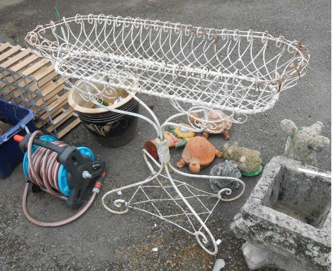 A 19th Century wirework garden planter of trough form - restoration to pedestal