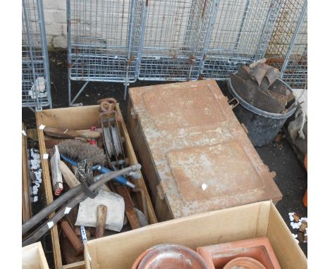 A drawer containing a quantity of old tools - sold with a bucket of similar tools
