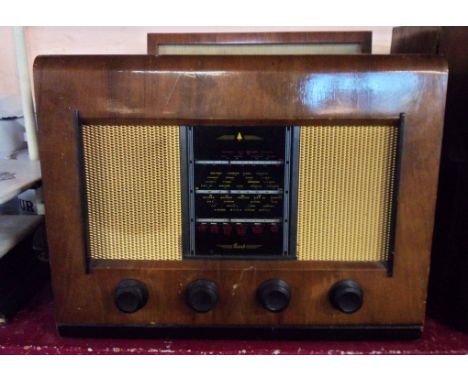 Two vintage wooden cased Bakelite radios comprising Bush Type AC11 and Murphy Type A252 with magic eye