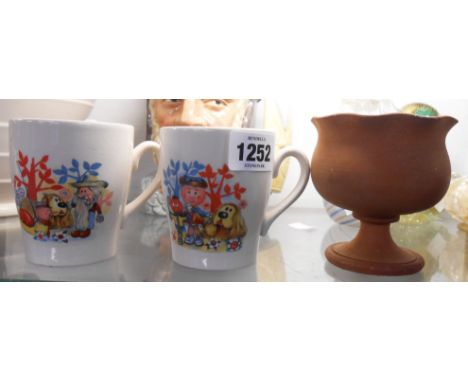 Two 1960's Magic Roundabout children's mugs - sold with CJ Branham terracotta dish