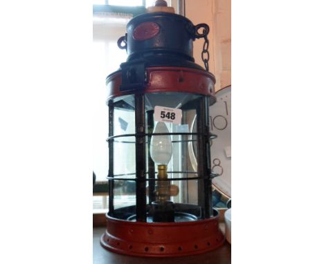 A 1930's Eli Griffith &amp; Sons ship's masthead lamp of steel construction - with later conversion to hall lamp