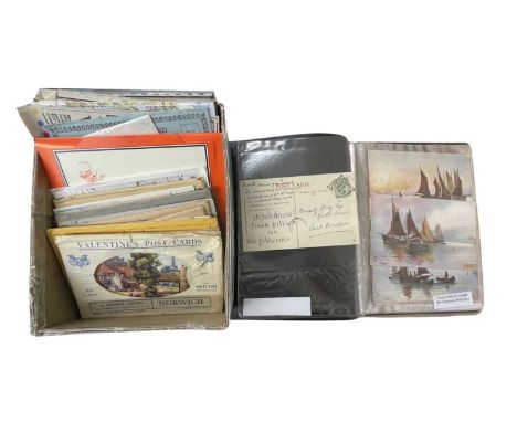 Album containing quantity of Norfolk postcards and ephemera including an Art Nouveau card sent from Swafield Hall together wi