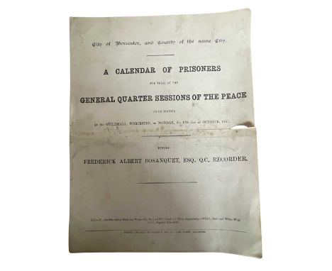 True Crime: A Calendar of Prisoners for Trial at the General Quarter Session of the Peace 1987, Worcester