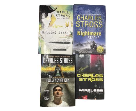 CHARLES STROSS: 4 titles: HALTING STATE, New York, Ace, 2007, First edition; THE NIGHTMARE STACKS, New York, Ace, 2016, Signe