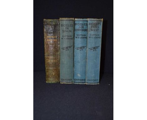 W E JOHNS: BIGGLES, various edition titles. BIGGLES AND CO, Oxford University Press, 1936, dark green clothbound with spine i