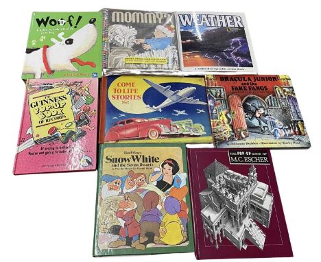 Childrens' pop up books: Various titles: SNOW WHITE AND THE SEVEN DWARFS; THE POP UP BOOK OF M ESCHER; THE GUINNESS POP UP BO