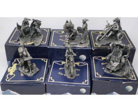Six Tudor Mint Myth and Magic figurines, largest H: 90 mm, boxed. UK P&amp;P Group 3 (£30+VAT for the first lot and £8+VAT fo