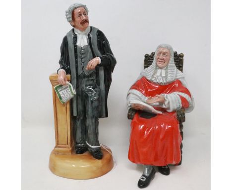 Two Royal Doulton figurines, The Lawyer HN3041 and The Judge HN2443, no chips or cracks, largest H: 23 cm. UK P&amp;P Group 2