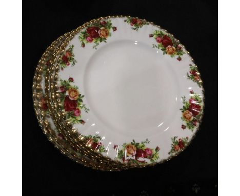 Set of eight Royal Albert Old Country Roses dinner plates. UK P&amp;P Group 3 (£30+VAT for the first lot and £8+VAT for subse