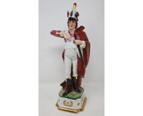 Capodimonte Napoleonic solider figurine, no chips or cracks, H: 31 cm. UK P&amp;P Group 2 (£18+VAT for the first lot and £3+V