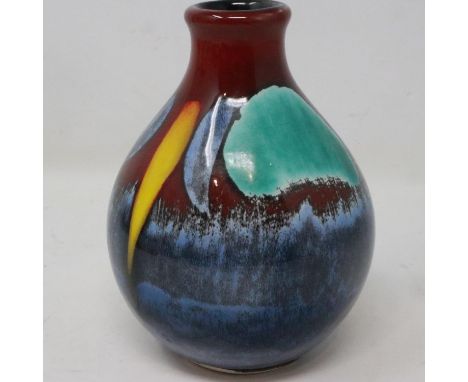 Poole Pottery shaped bud vase, crazing throughout, no chips or cracks, H: 14 cm. UK P&amp;P Group 1 (£16+VAT for the first lo