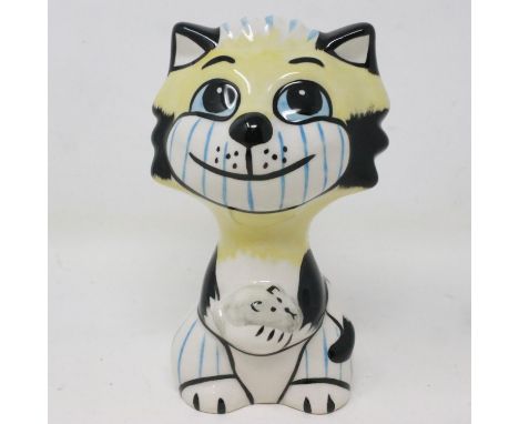 Lorna Bailey cat and mouse, no chips or cracks, H: 13 cm. UK P&amp;P Group 1 (£16+VAT for the first lot and £2+VAT for subseq