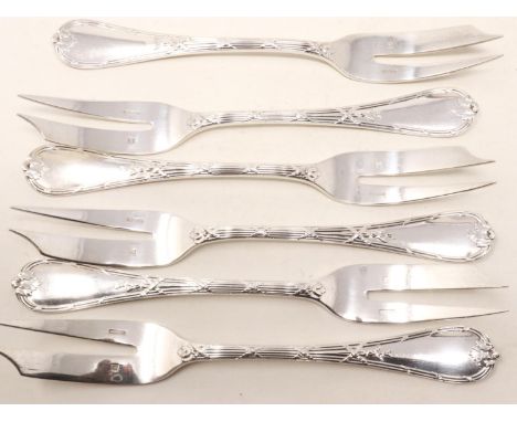 Set of six Christofle silver plated crustacean forks. UK P&amp;P Group 1 (£16+VAT for the first lot and £2+VAT for subsequent