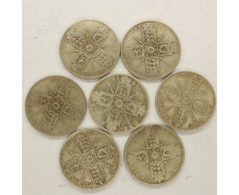 Seven pre 1921 George V florins. UK P&amp;P Group 1 (£16+VAT for the first lot and £2+VAT for subsequent lots) 