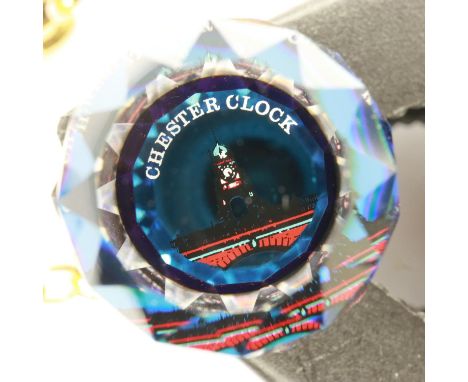 Three early Swarovski keyrings featuring the Chester clock, commissioned by a Chester Jeweller. UK P&amp;P Group 1 (£16+VAT f