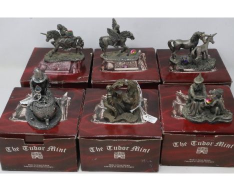 Six Tudor Mint Myth and Magic figures, largest H: 90 mm. UK P&amp;P Group 2 (£20+VAT for the first lot and £4+VAT for subsequ