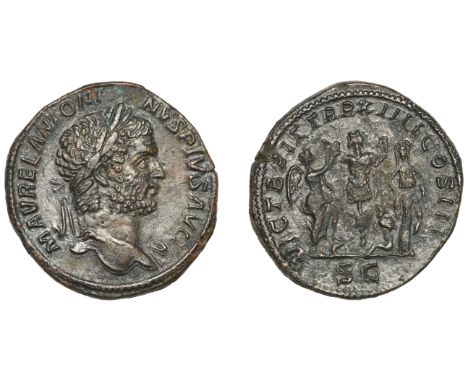 A Superb British Victory Type   Caracalla (198-217), Sestertius, 211, laureate head right, trace of drapery on far shoulder, 