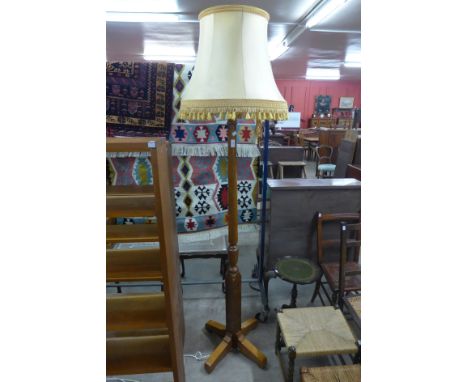 A beech and burr walnut standard lamp