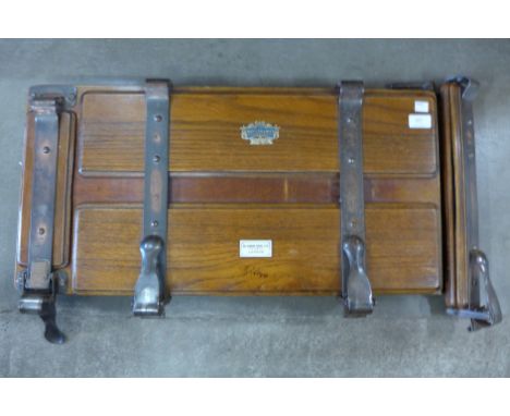 A vintage Watts Premier trouser press, stamped MC Combie Bros. Ltd., Tailors, London
