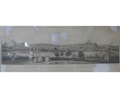 An 18th Century lithograph, South View of Nottingham From The Rye Hills, framed