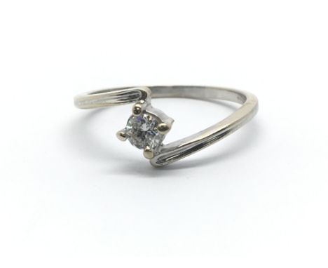 An 18ct white gold princess cut diamond, approx 0.16ct, ring size approx K