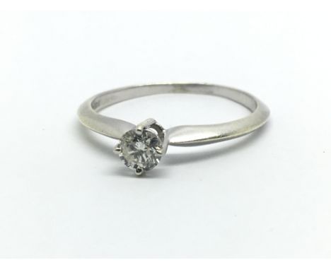 A 9ct yellow gold ring having single diamond solitaire, approx 0.25ct, ring size approx M/N