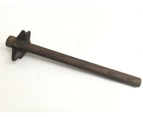 WW1 Style British Trench Raiding Mace. Cast iron head on an entrenching tool handle