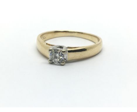 An 18ct yellow gold and diamond solitaire ring, approx 0.25ct, ring size approx I/J