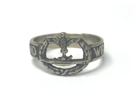 German Kriegsmarine U Boat Anti Engeleland mans ring , WW2 style , interesting piece , GVF