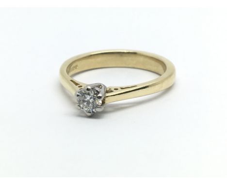 An 18ct yellow gold diamond solitaire ring, approx 0.25ct, ring size approx J/K