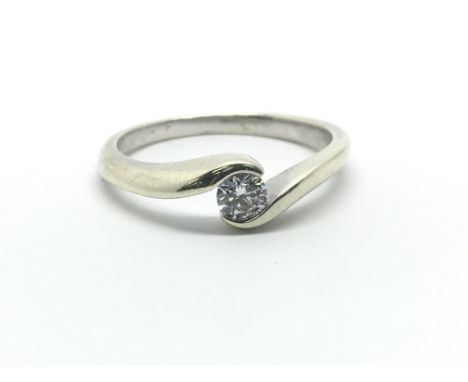 A 9ct white gold and diamond solitaire ring, approx 0.17ct, size approx M