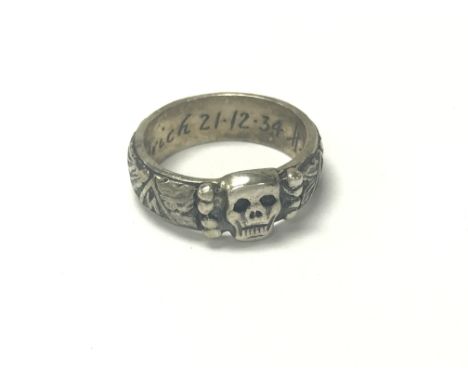 German WW2 style SS Honour ring , named to Heydrich 21-12-34 and signed Himmler inside GVF