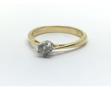 An 18ct yellow gold and diamond solitaire ring, approx 0.25ct, ring size approx O