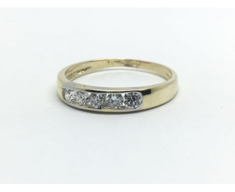 A 9ct yellow gold and CZ five stone ring,size approx L/M