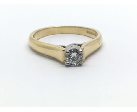 An 18ct yellow gold solitaire diamond ring, approx 0.28ct, ring size approx M/N