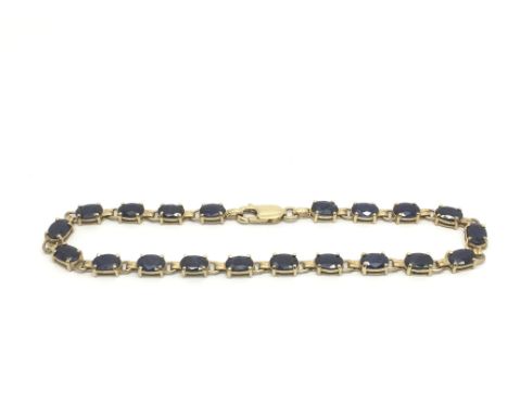A 9ct gold sapphire bracelet, approx 7g.