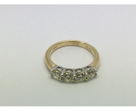 An 18ct gold five stone diamond ring, RBC diamonds approx 2.55ct, approx 4.3g and approx size M.