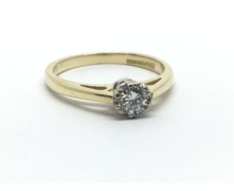 An 18ct yellow gold and diamond solitaire ring, approx 0.25ct, ring size approx I