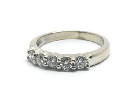 An 18ct white gold and five stone diamond ring, approx 0.5ct, ring size approx M